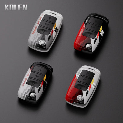 ABS Car Folding Key Case Cover Shell - For Volkswagen Polo, Golf, Passat, Beetle, Tiguan, Skoda Octavia, Kodiaq, Seat Leon, Altea