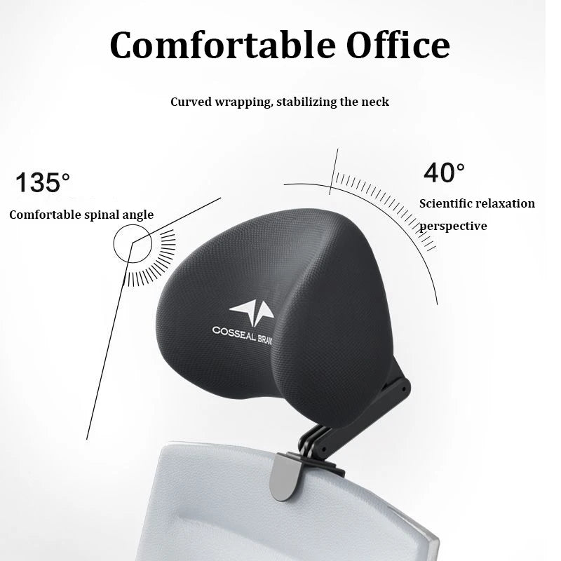 New Adjustable Headrest Office Chair | Ergonomically Designed with Retractable Bracket | Pillow Waist Protection Cushion for Comfortable Rest