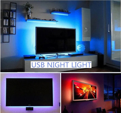 USB LED Night Light Strip - DC5V, SMD 3528, 50CM 1M 2M 3M 4M 5M Lengths, with USB Port for TV, PC, Laptop