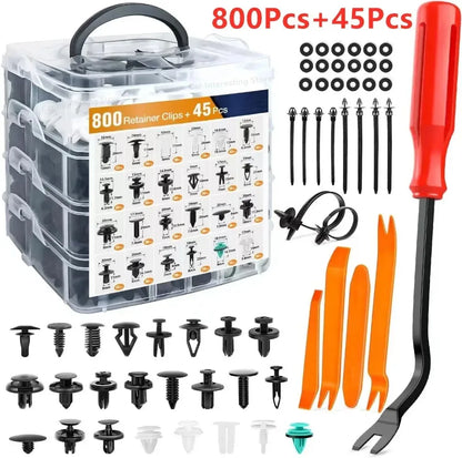 800pcs-100Pcs Car Fastener Clip Kit | Fender Rivet Clips Auto Body Push Retainer Pins | Bumper Door Trim Panel Repair