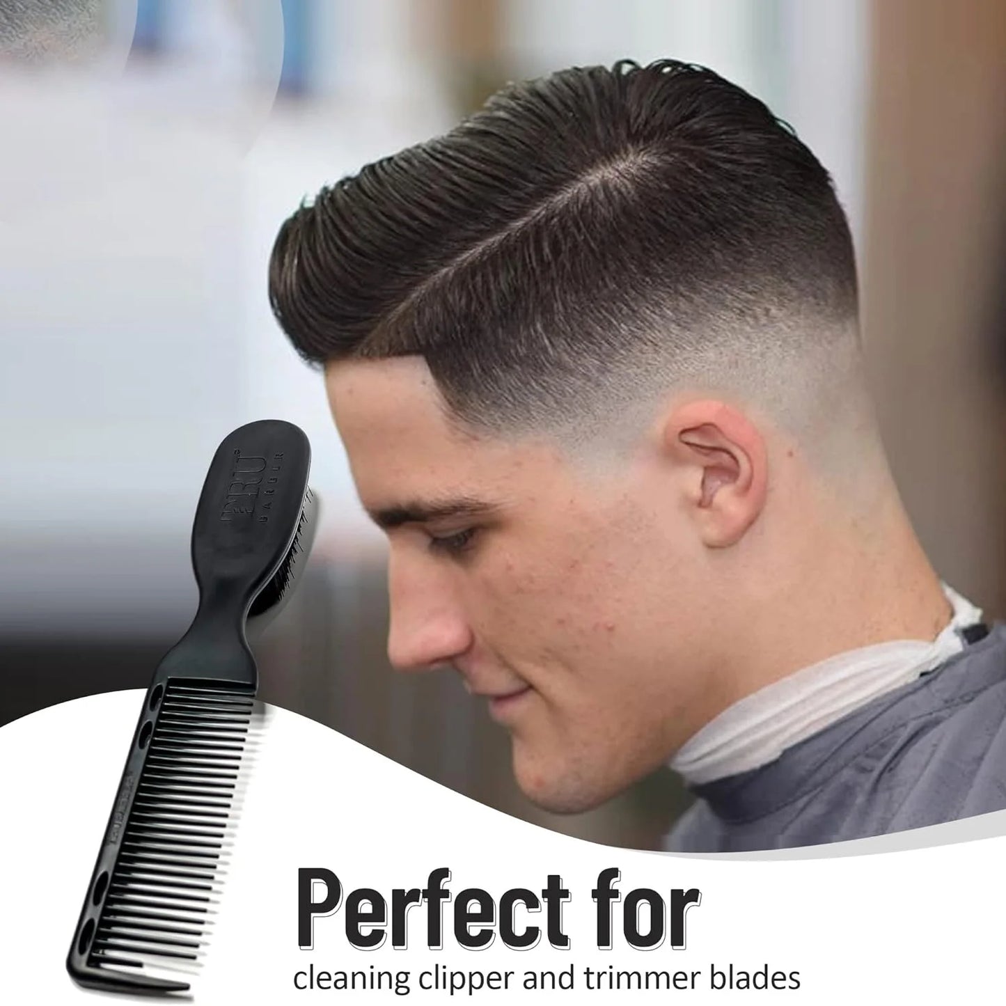 Pro Fading Brush for Barbers - Dual-Use Cleaning Brush for Clippers and Beard, Portable Hair Comb