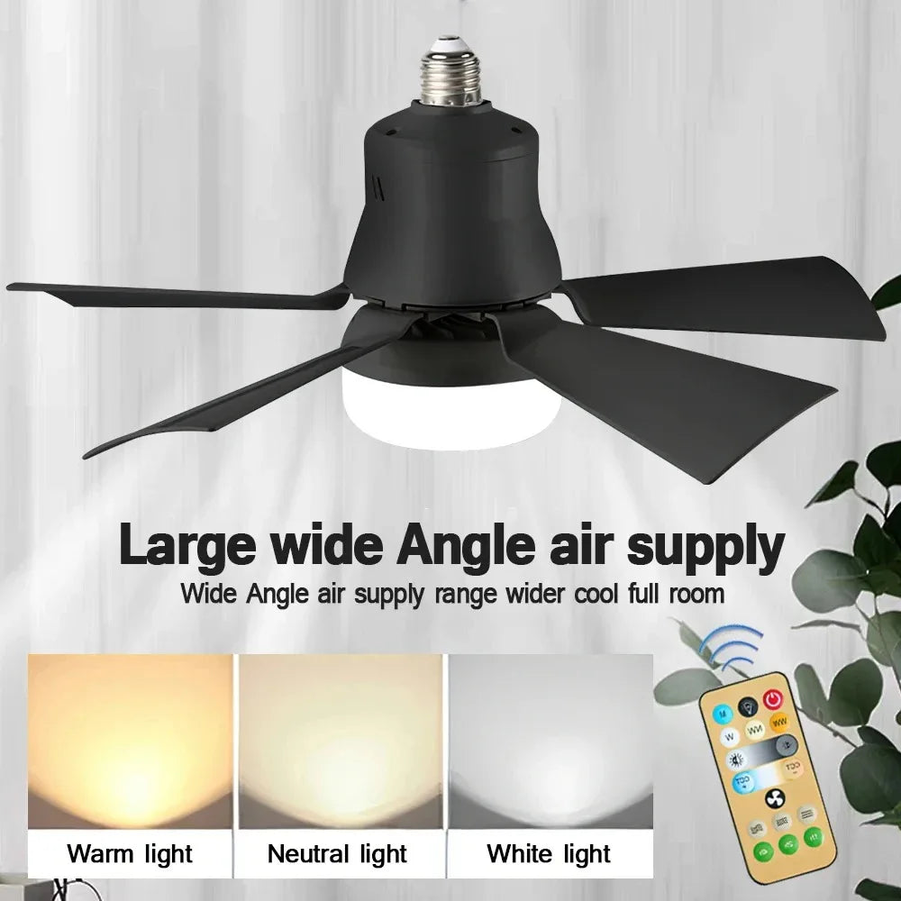 Ceiling Fan LED with Remote Control – Dimmable 30W, E27 Base, Modern Smart Wireless Fan Light for Bedroom and Living Room