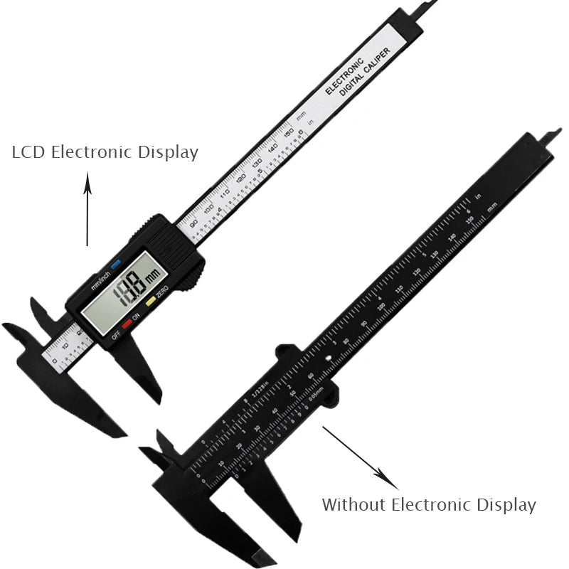 150mm/100mm Electronic Digital Caliper - Carbon Fiber Dial Vernier Gauge Micrometer Measuring Tool, Precision Digital Ruler