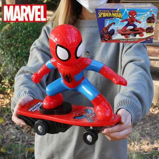 Marvel Spiderman Automatic Flip Rotation Skateboard - Acousto-Optic Car and Ultraman Electric Music Stunt Scooters, Christmas Toy