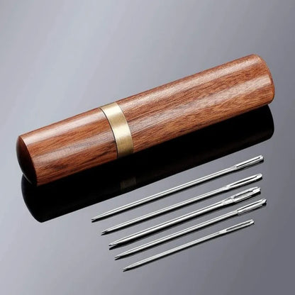 25PCS Large Eye Stitching Needles: 5 Sizes Big Eye Hand Sewing Sharp Needles - Embroidery Thread Needle with Wooden Case