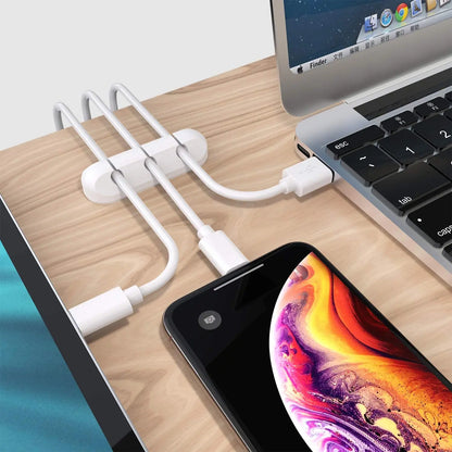 Silicone USB Cable Organizer: Desktop Cable Winder for Mouse & Headphone Wire Management - Tidy Holder with Clips