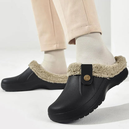 Litfun Winter Plush Garden Shoes - Women's Fur Clogs and Men's Soft Furry Waterproof Slippers, Cozy Fuzzy Home Footwear