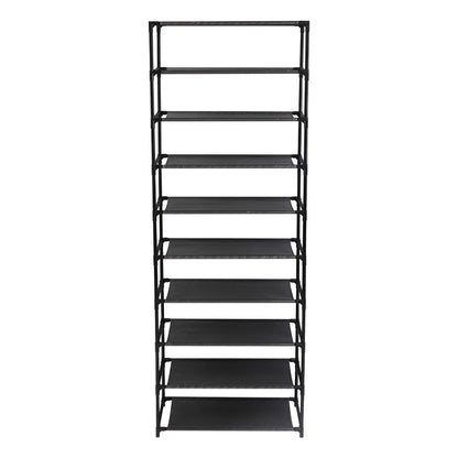 10 Tier Stackable Shoe Rack - Stainless Steel Frame, Holds 50 Pairs of Shoes for Organized Storage