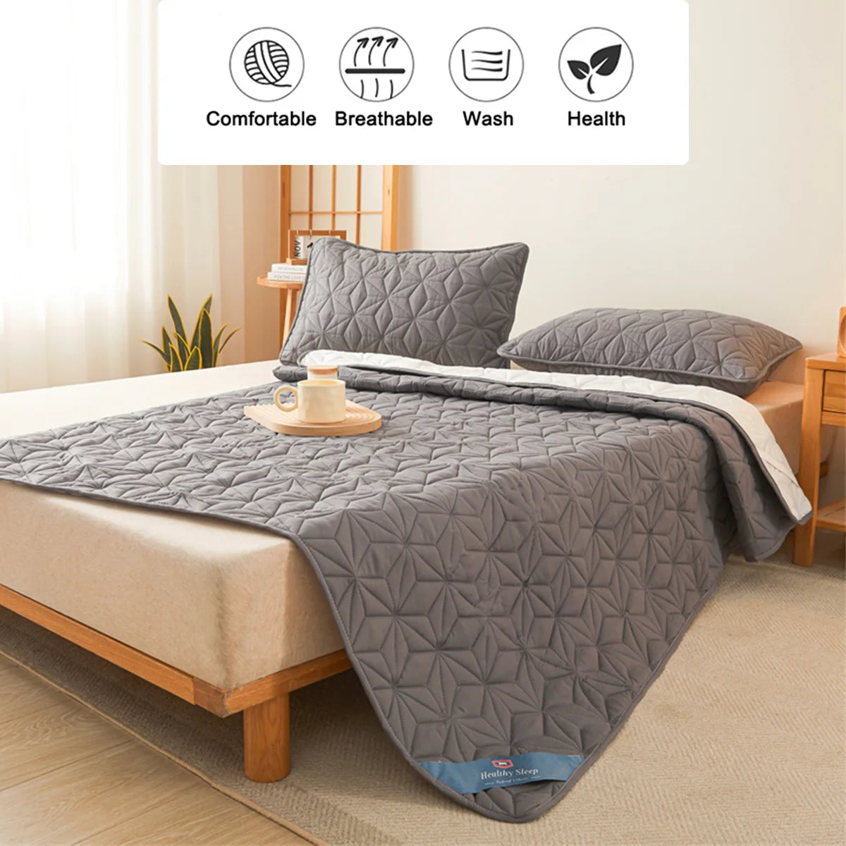 Waterproof Mattress Topper with Elastic Band – Quilted Bed Protector Pad for Single/Double Beds | Winter Mattress Cover