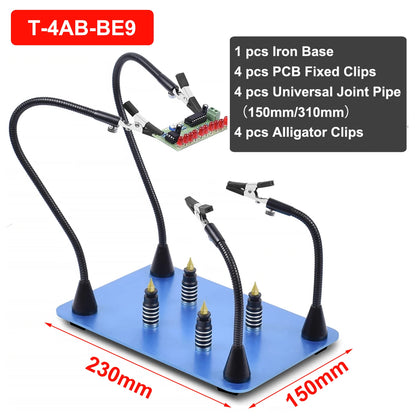 NEWACALOX Third Pana Hand Hot Air Gun Frame - PCB Board Holder, Heat Gun Stand, Soldering Tool with 3X LED Magnifying Glass