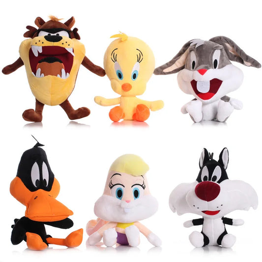 6 Piece Cartoon Character Plush Toy Set - Bugs Bunny, Daffy Duck, Tweety, Cyclone Dog and Bunny Rabbit Stuffed Dolls for Children’s Gifts