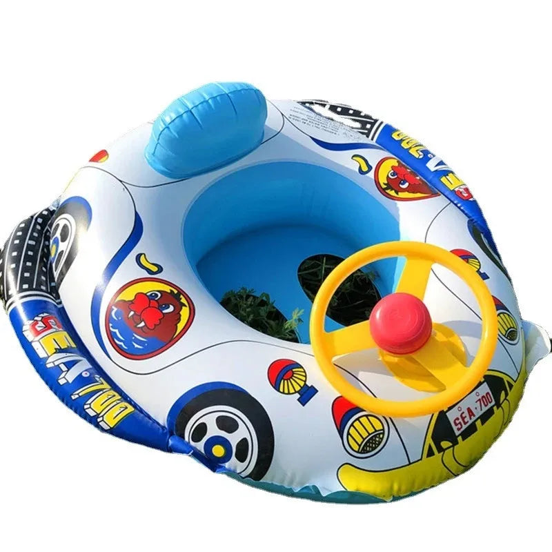 Inflatable Baby Swimming Rings with Sun Shade | Toddler Swim Circle for Fun Pool Time | Summer Beach Party Water Toys for Bathtub Play