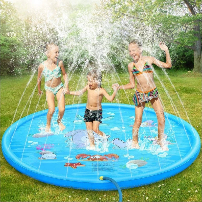 Interactive Children's Play Spray Mat - 100/170cm Inflatable Water Sprinkler Pad for Outdoor Fun, Beach & Pool Games - Kids' Toy Delight