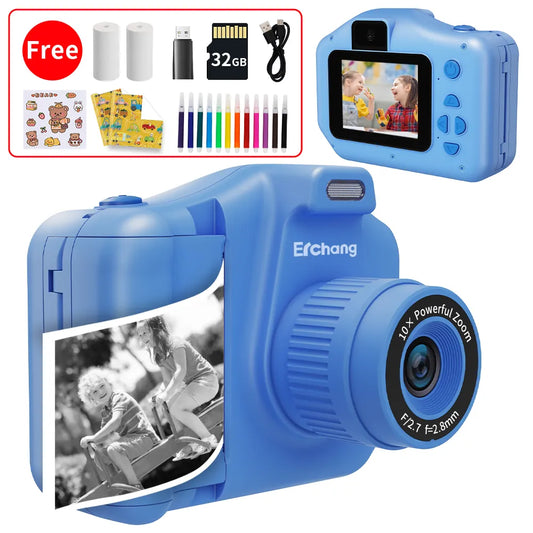 Instant Print Camera with 10x Digital Zoom - Perfect Children's Birthday Gift for Girls and Boys