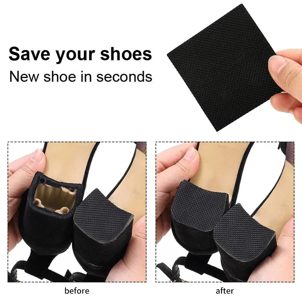 10/2Pcs Women's High Heel Sole Protectors - Black Anti-Slip, No-Adhesive Sticker Pads for Sandals and Oxfords