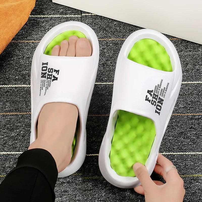 New Summer Men’s Massage Slippers - Indoor/Outdoor Sandals, Soft Sole Slides, Beach Casual Shoes, Flip-Flops