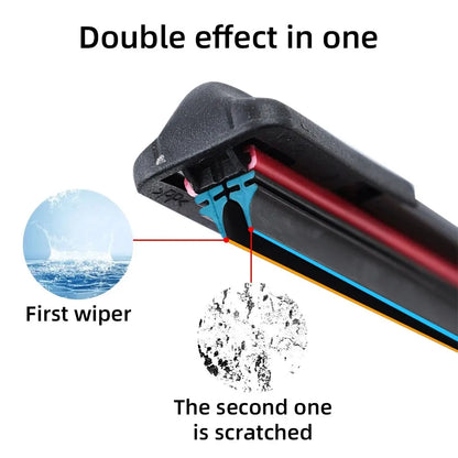 Universal Car Windshield Wiper Blades: Double Layer Soft Rubber - Easy Install Automotive Replacement Wipers (18", 22", 24", 26")