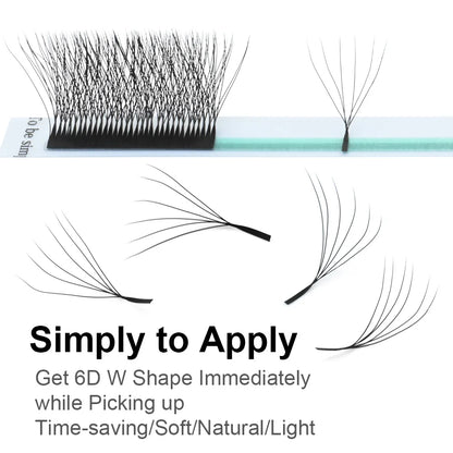 NAGARAKU Automatic Flowering W Shape Eyelash Extensions - 3D/4D/5D/6D Premade Fans, Natural Soft Light, Full & Dense