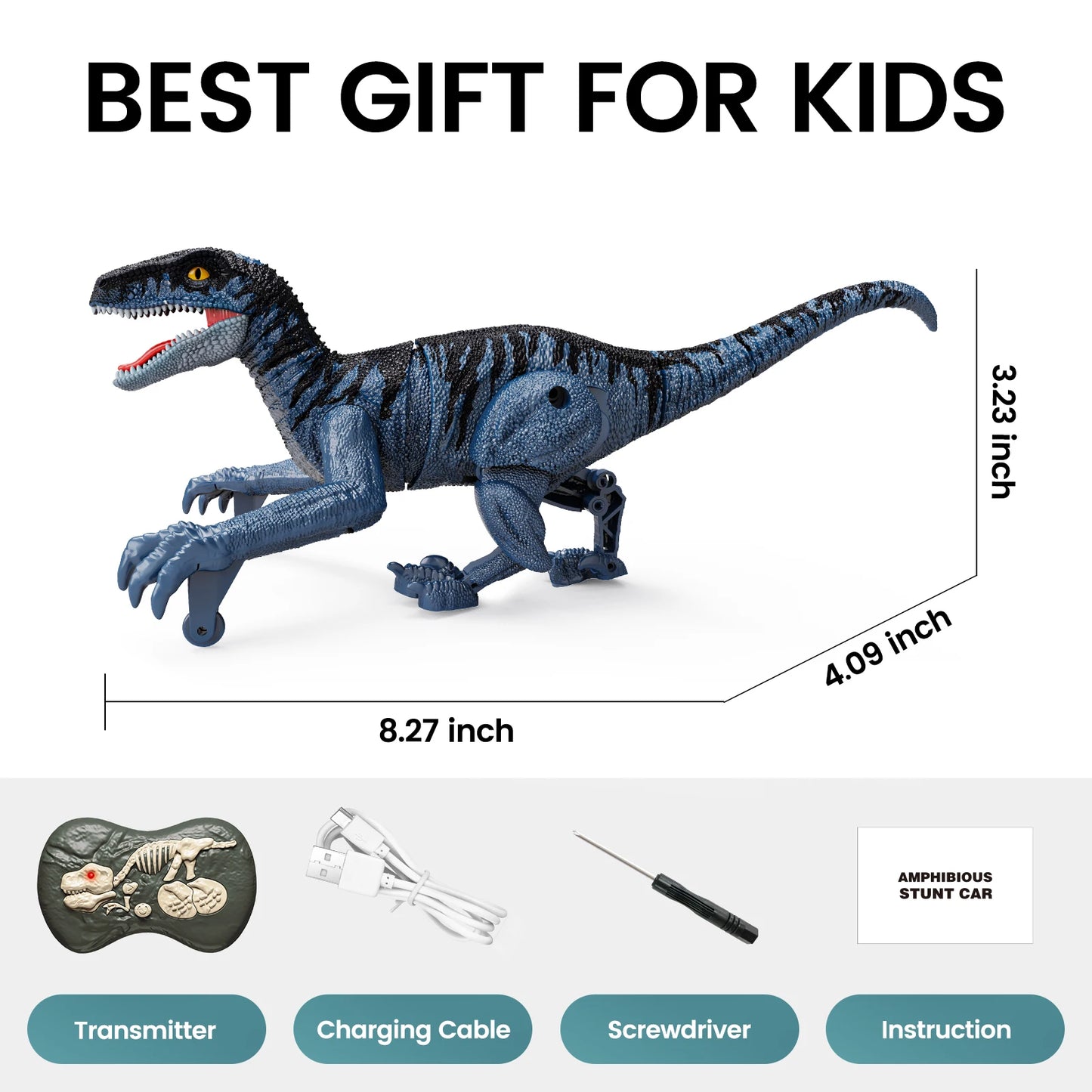 Sinovan Remote Control Dinosaur Toy - 2.4GHz Robot Walking Velociraptor, Simulation Dinosaur for Boys 3-5, Perfect Gift