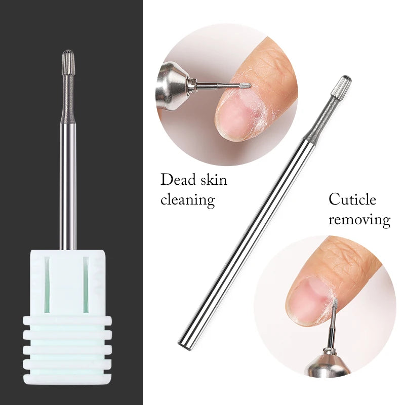 Professional Cuticle Care: 1 Pc Tungsten Carbide Safety Nail Drill Bit - 3/32" Shaft for Electric Nail File Machine - Effective Cuticle Remover