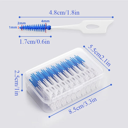 200 Units Interdental Silicone Brushes: Dental Toothpicks with Thread for Effective Oral Cleaning