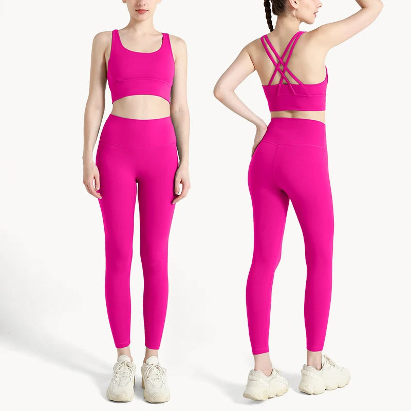 2024 Women's 2 Piece Yoga Tracksuit - Quick Dry Breathable Fitness Set with Sports Bra and Leggings