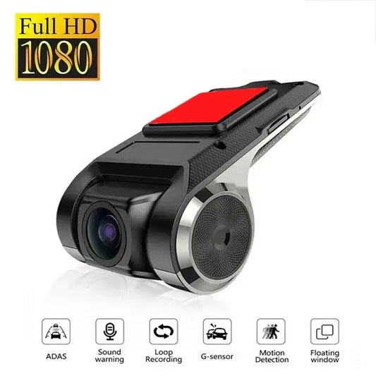 Car DVR Dash Cam Full HD 1080P - ADAS, LDWS, Navigation Unit with Auto Audio Voice Alarm and Video Recording for Android Player