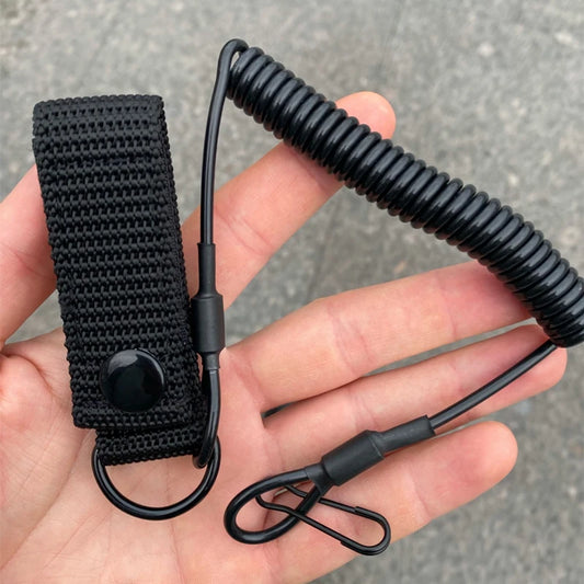 Elastic Lanyard Rope – Tactical Anti-Lost Spring Safety Strap for Key Rings, Chains, Flashlights, and Hunting Accessories