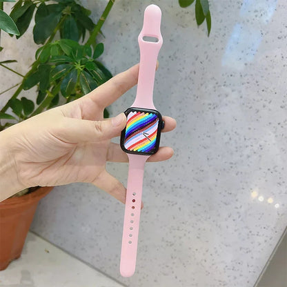 Slim Silicone Strap for Apple Watch – 38mm, 40mm, 41mm, 42mm, 44mm, 45mm, 49mm, Ultra, Correa iWatch Series 3 4 5 6 7 8, SE, Bracelet