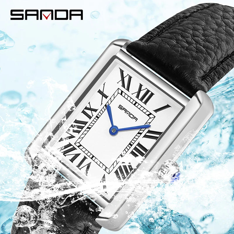 SANDA Couple Watch – Men’s Waterproof Quartz, Casual Fashion with Stainless Leather Strap, Square Dial, Ladies Lover Clock