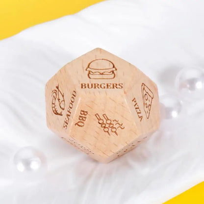 Food Dice Decision Game: Wooden Couple Date Night Ideas - Funny Gift for Couples, Perfect for Anniversary, Halloween, Valentine's Day