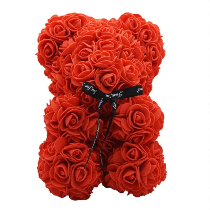 Express Your Love with a 25cm Artificial Rose Bear - The Perfect Gift for Anniversaries, Christmas, Valentine's Day, Birthdays, and Weddings!
