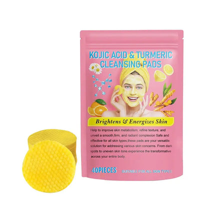 40/50pcs Kojic Acid & Turmeric Cleansing Pads - Exfoliating Facial Sponges for Daily Skin Care and Deep Cleansing