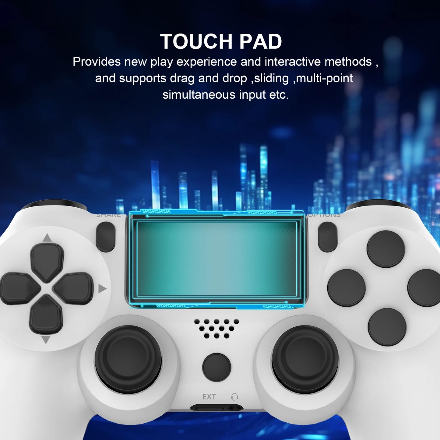 Wireless Bluetooth Controller Gamepad – No Delay for PS4, PS3, and PC – Six-Axis, Dual Vibration, and Touchpad Joystick