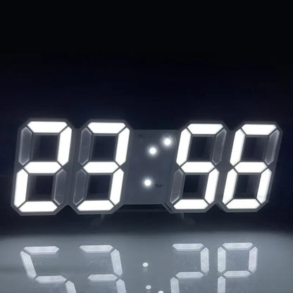 3D LED Digital Clock - Luminous Fashion Wall Clock - Multifunctional USB Plug-In Electronic Clock for Home Decoration