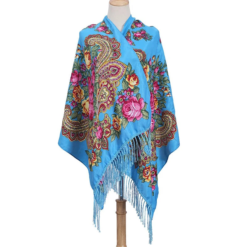 2024 Designer Print Shawls for Women - Winter Scarf Pashmina with Floral Design, Warm Hijab Wraps, Bufandas Foulard, Travel Stoles