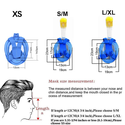Underwater Snorkeling Full Face Mask Set - Anti-Fog Scuba Diving Respirator for Kids and Adults, Safe Breathing Swimming Mask