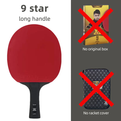 LOKI 9 Star Professional Table Tennis Racket - 5+2 Carbon Ping Pong Paddle with Sticky Rubbers, Ultra Offensive, Available in 6/7/8/9 Star Ratings