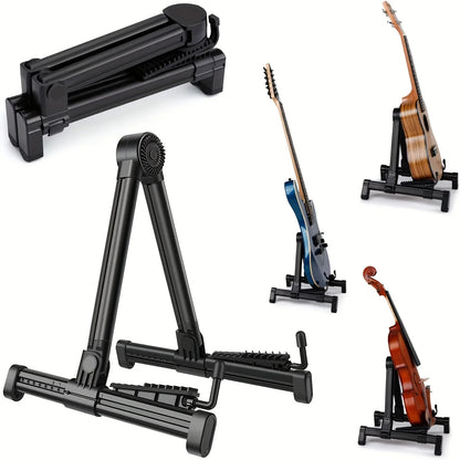 Miwayer Folding Guitar Stand – A-Frame Floor Stand for Acoustic, Classical, Electric, Bass Guitars, Banjo and Ukulele, Portable ABS