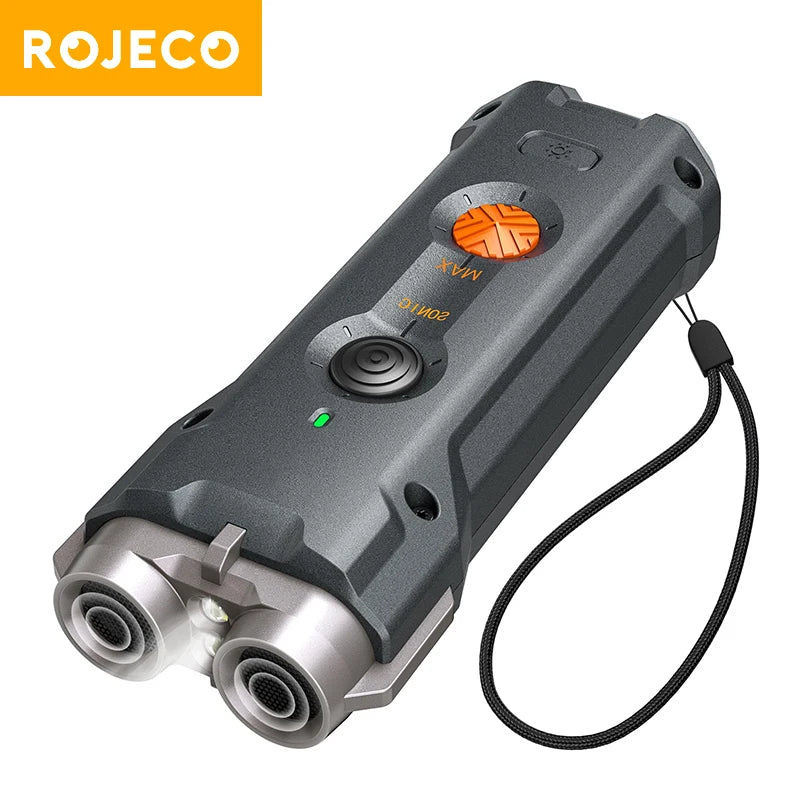 ROJECO 2 in 1 Ultrasonic Dog Repeller and Training Device – Rechargeable with Flashlight, Anti-Barking and Stop Attack