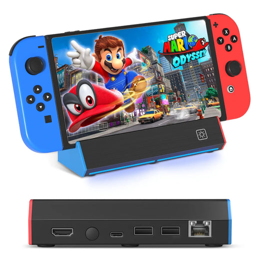 TV Docking Station for Nintendo Switch/Switch OLED | Charging Dock Base with LAN Port/4K HDMI Adapter/USB 2.0/Type C Port