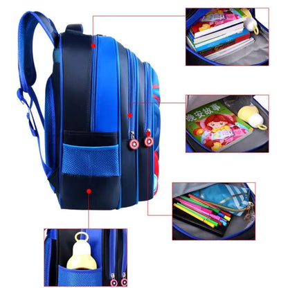 Kids' Waterproof Nylon Backpack with Three Compartments - Star-Inspired Bag for Ages 3-12