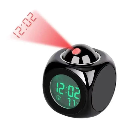 Projection Alarm Clock - Multifunction Digital Desk Clock with Ceiling Display, Snooze, Voice Control & Temperature