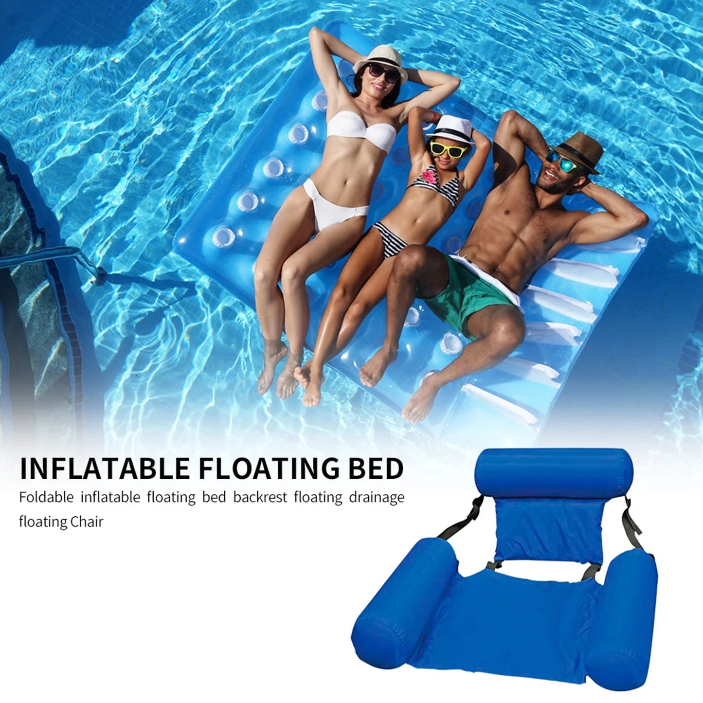 Inflatable Water Hammock – Swimming Pool Air Mattress, Summer Beach Lounger, Floating Back Chair and Sleeping Bed