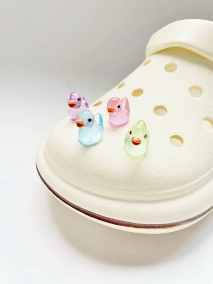 Fashionable Duck Design Shoe Decorations - 4pcs Glow In The Dark Accessories for Clogs