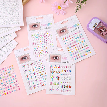 Diamond Eyes Face Festival Makeup: DIY Body Crystal Gems Tattoo, Adhesive Rhinestone Nail Art Decoration - Acrylic Eyeshadow Sticker