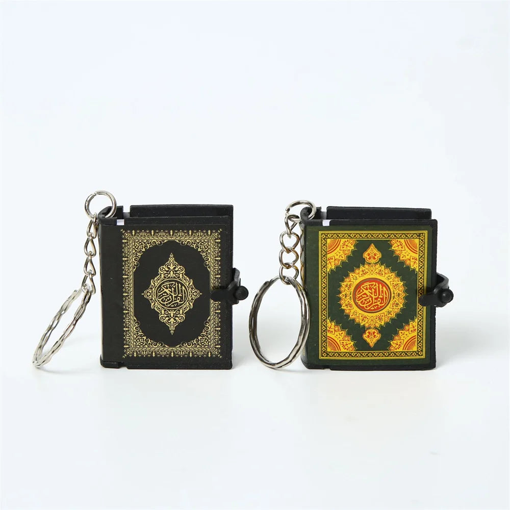 Muslim Keychain Resin Islamic Mini Quran Book - Real Paper Pendant, Readable, Key Ring Key Chain Religious Jewelry