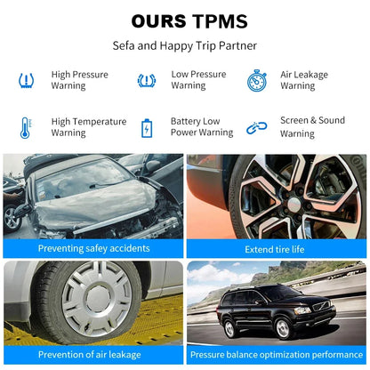 Intelligent TPMS Solar Tire Pressure Monitoring System – Parking Sensors for Cars with Temperature and Air Pressure Gauge