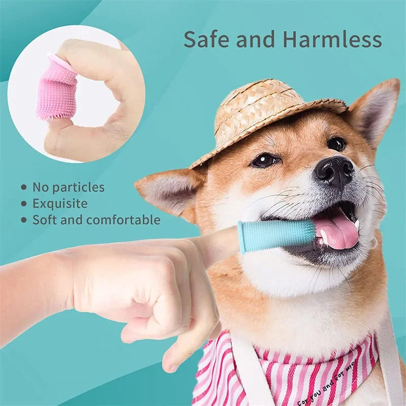 Super Soft Pet Finger Toothbrush - Dog Teeth Cleaning Tool for Bad Breath Care, Nontoxic Silicone Tooth Brush for Dogs and Cats