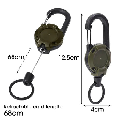 Heavy Duty Retractable Pull Badges ID Reel - Carabiner Key Chain with Steel Wire Rope Buckle - Outdoor Keychain Tools (1 or 2 pcs)